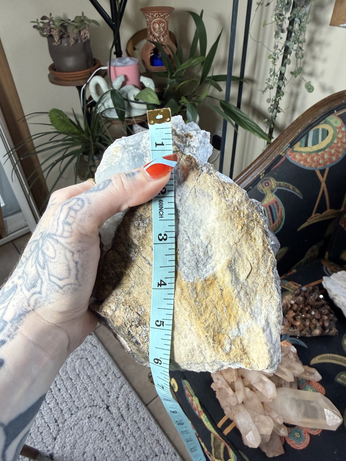 Sky Blue Cubic Fluorite on Smoky Quartz Crystal – 3.86lbs