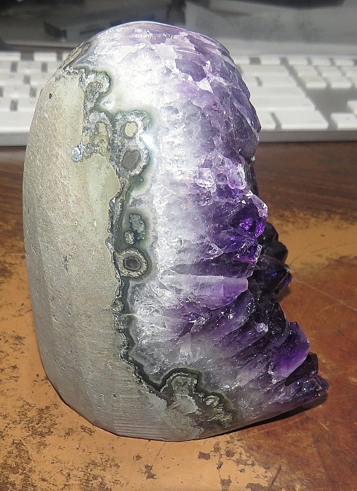 LARGE DEEP DARK AMETHYST CRYSTAL CLUSTER GEODE URUGUAY CATHEDRAL POLISHED RIM