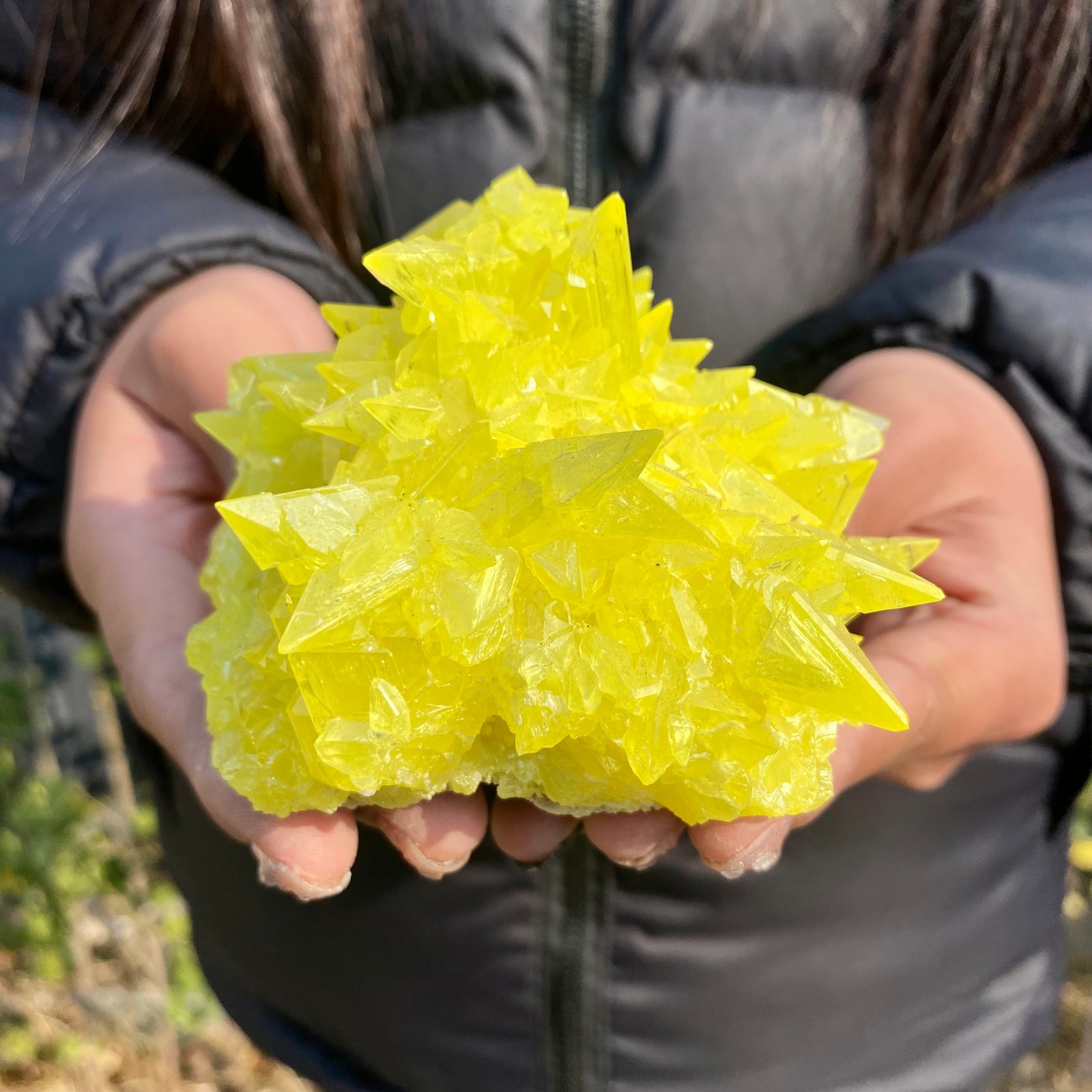 300G Rare Natural yellow sulfur crystal quartz crystal mineral specimen