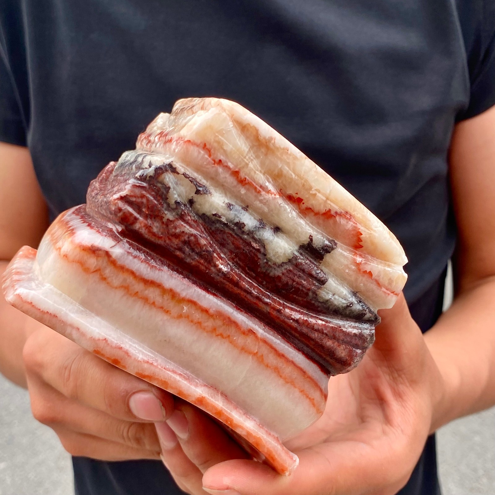 4.2LBNatural Pork Belly Stone Meat Shape Calcite Feng Shui Home Display Ornament