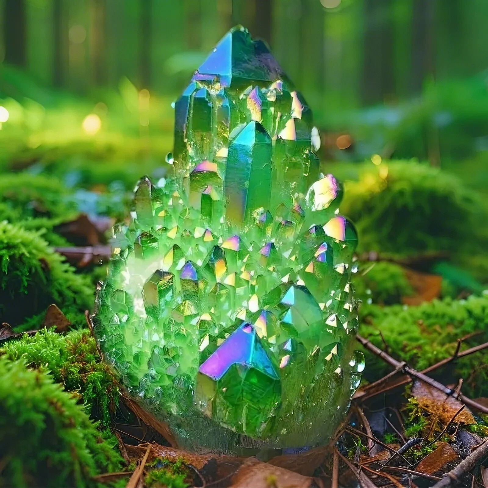 90G+ Rare Green Angel Aura Quartz Crystal Healing Cluster Titanium Geode Chunk
