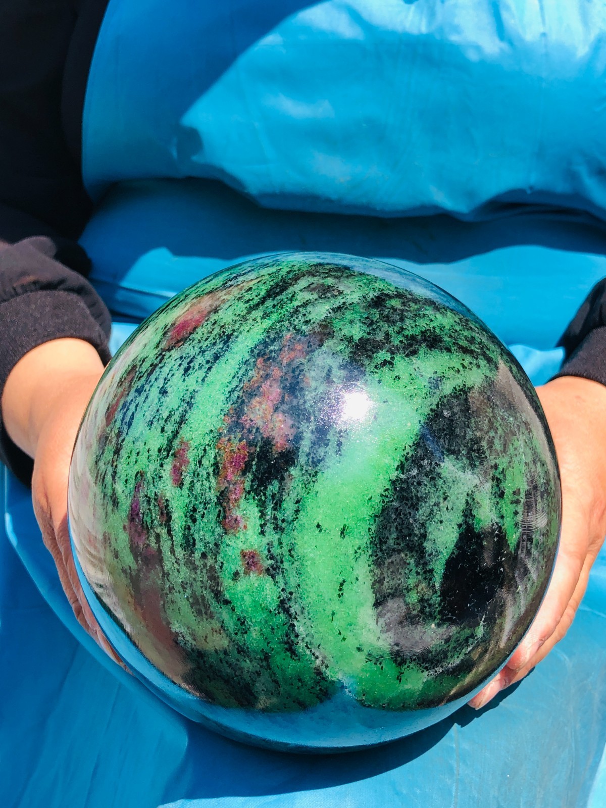 12.29 LB Large Natural Ruby Zoisite Sphere Crystal Healing Stone Specimen 5157