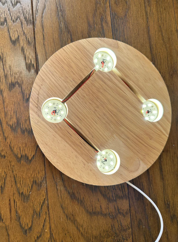 8 Inch LED Wooden Display Base – Lighted Wood Stand Decor
