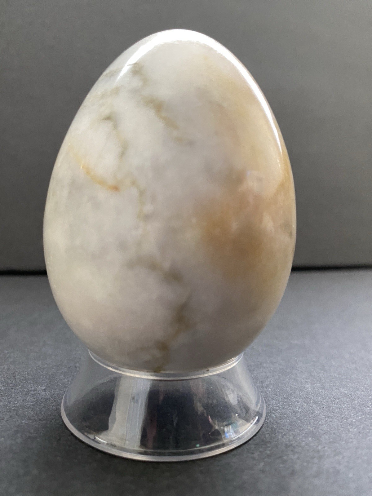 Natural Onyx Stone Egg With Stand Hand Polished Banded Agate Calcite Crystal