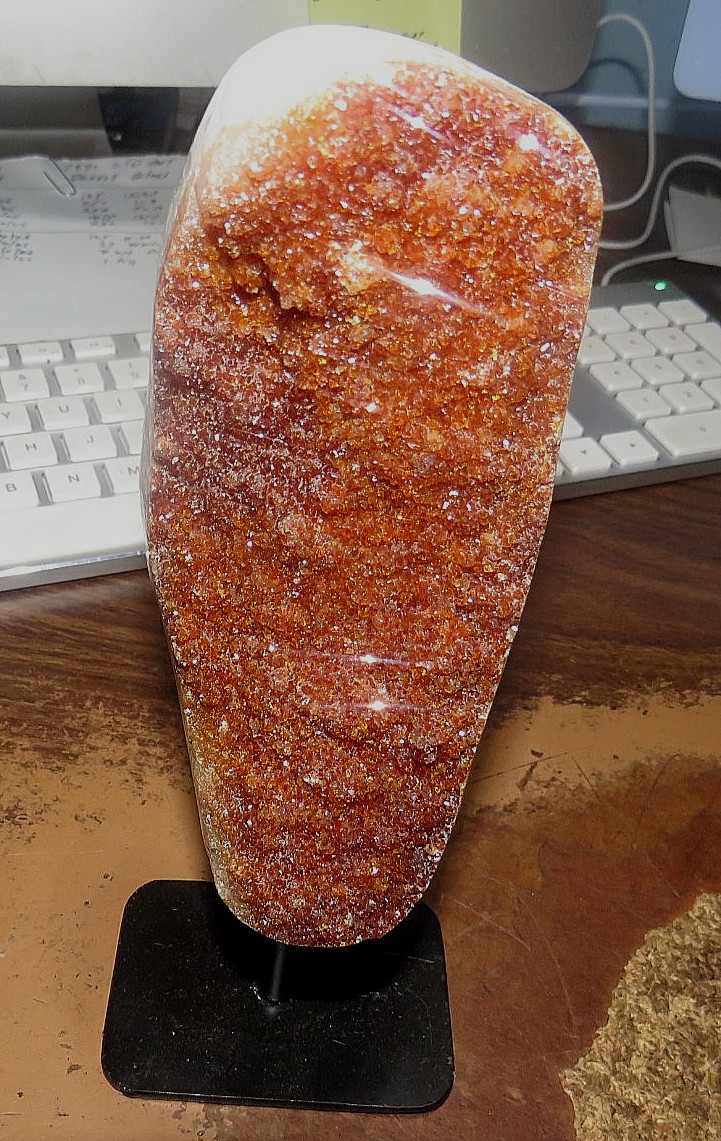 LARGE CITRINE CRYSTAL CLUSTER GEODE F/ BRAZIL CATHEDRAL STEEL STAND POLISHED