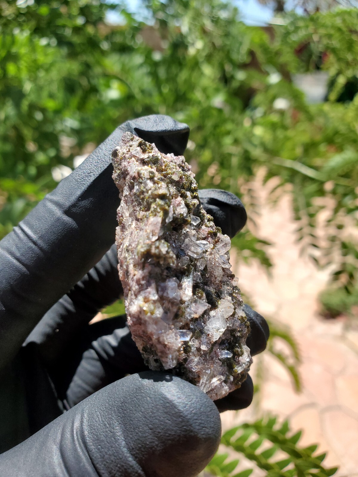 46g Natural Epidote, Super Sparkly Green Epidote with Quartz Specimen B88