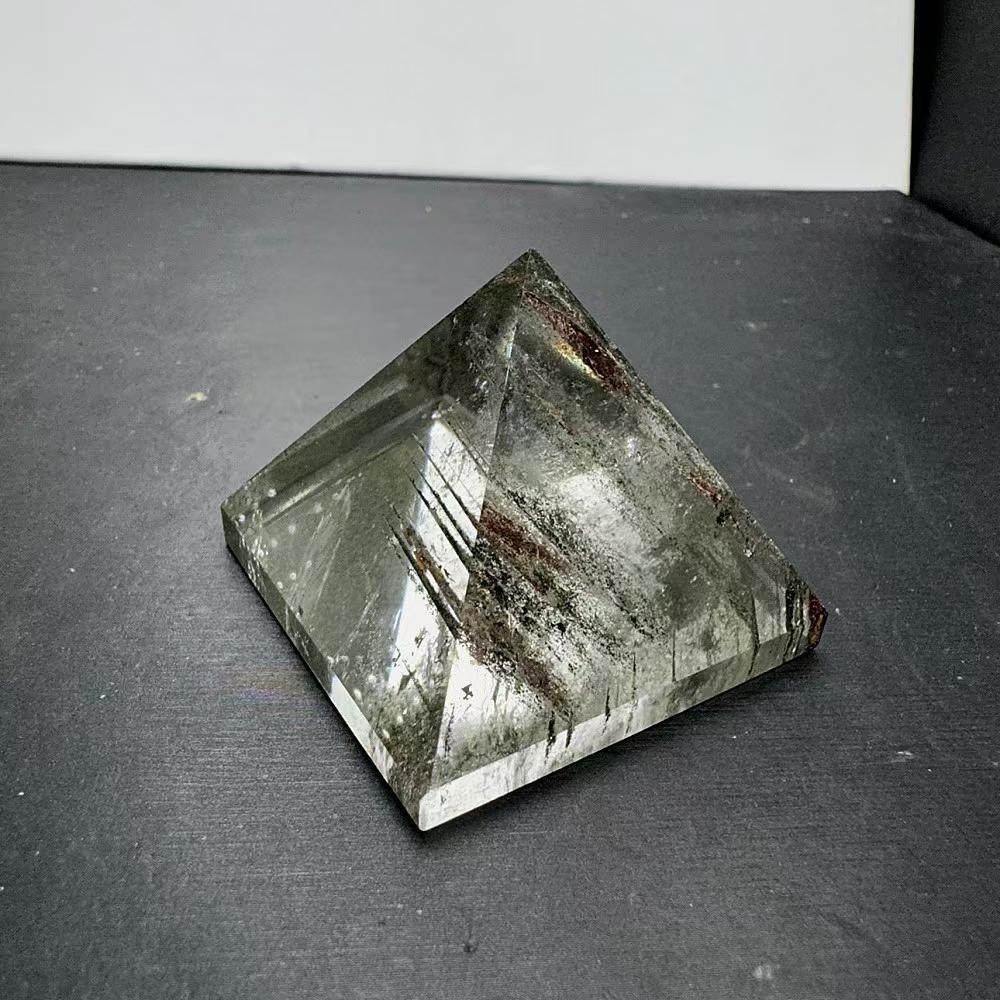 49*40mm Natural Garden Crystal Quartz Carved Pyramid Reiki Healing decor Gift