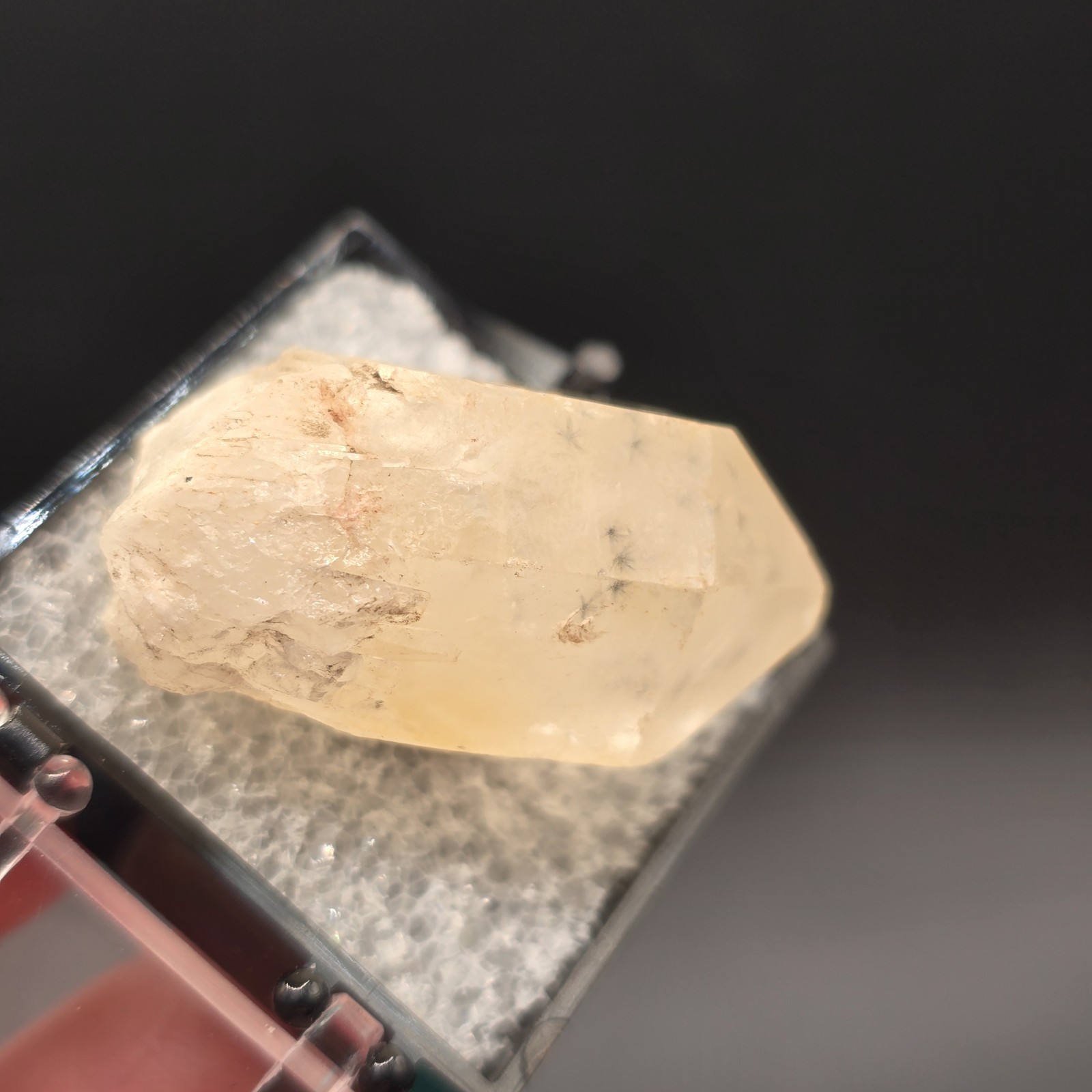 Hollandite Spider Quartz Point Crystal Madagascar Gemstone Specimen in Perky Box