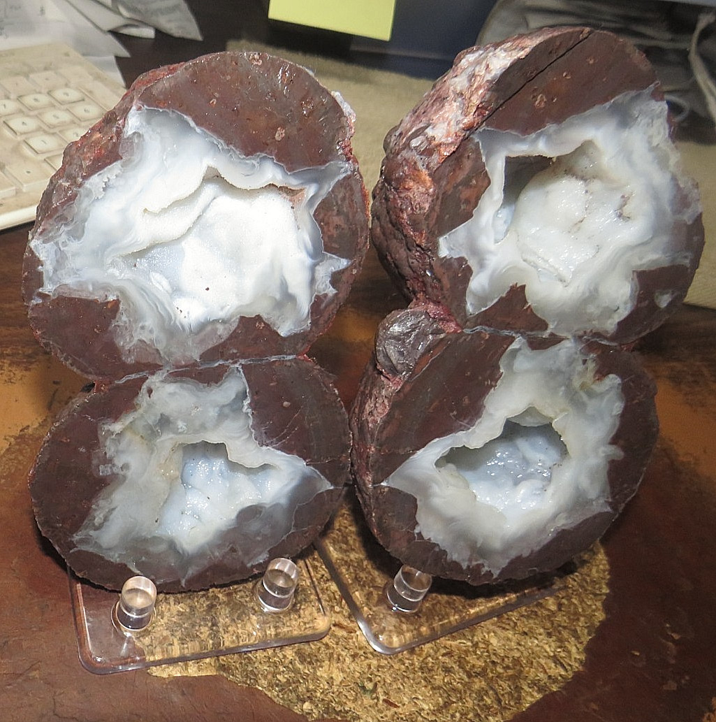 MEXICAN 4.5-5 INCH DRUZY MIST CRYSTAL GEODES ROUGH UNOPENED HOLLOW JAL