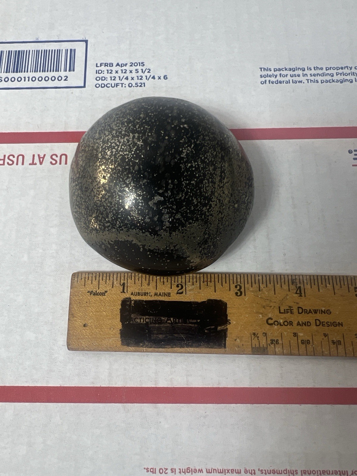 426g Golden Chalcopyrite Black Hematite Healing Crystal Palm Stone