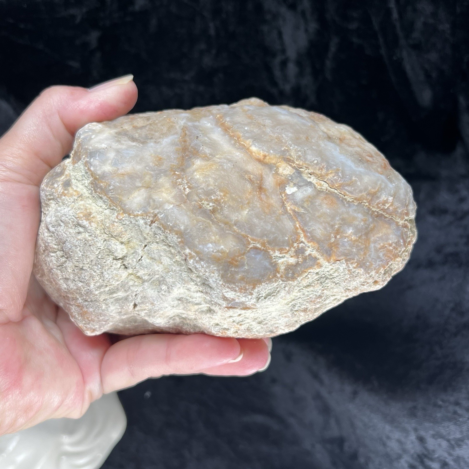 5-3/4” Large Unopened Geode Agate Uncut Quartz Crystal Slight Rattler w/Fracture