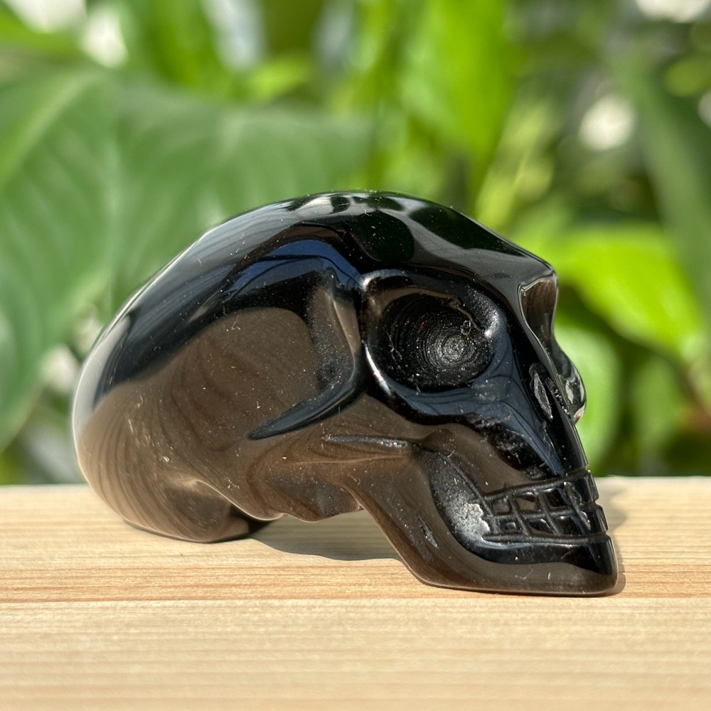 2.3″ Natural obsidian quartz alien skull hand carved crystal reiki healing 1pc