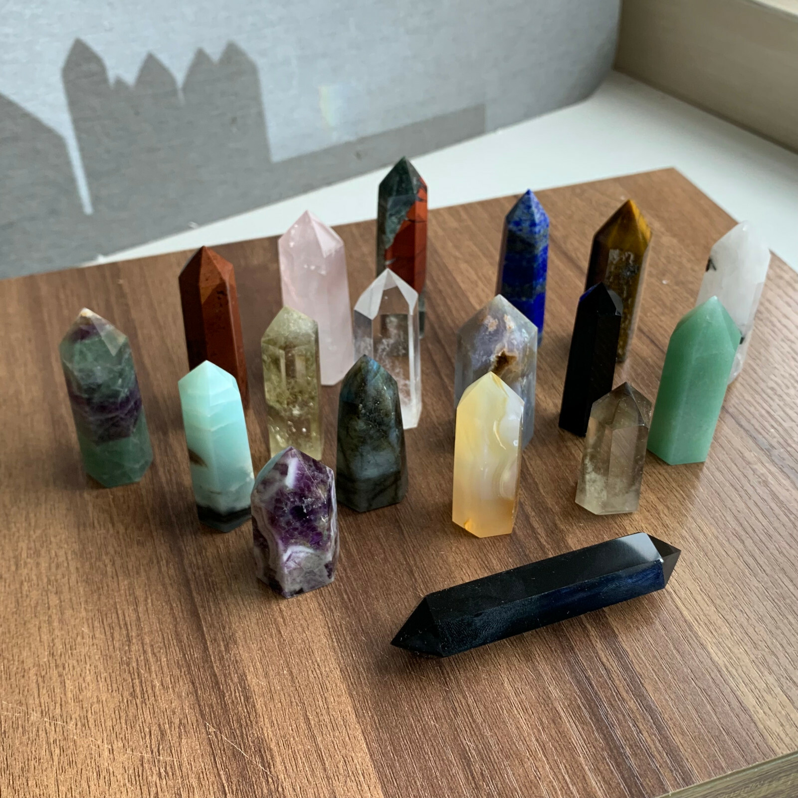18pcs A lot natural quartz obelisk crystal wand point healing send randomly