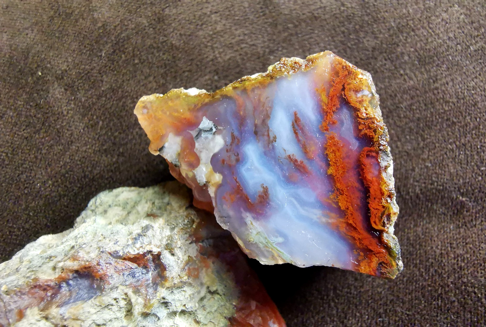 Scenic Red & White Plume Agate Slabs, Not Polished, 100% Natural, 198 Grams