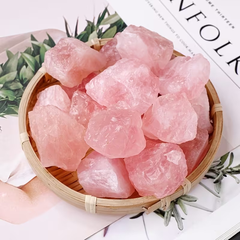 Rose Quartz Raw Stone, Natural Pink Gemstone Mineral Specimens, Rough Raw Stones