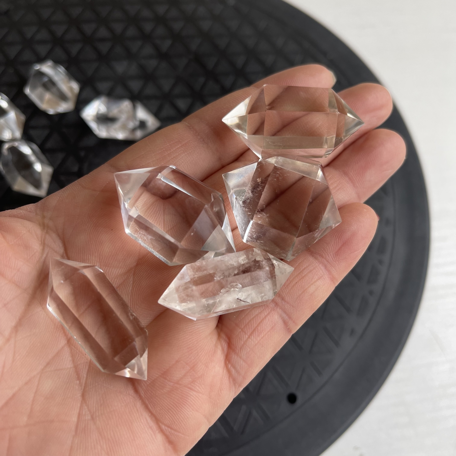 10pcs Natural clear quartz obelisk crystal double wand point healing 30-45mm