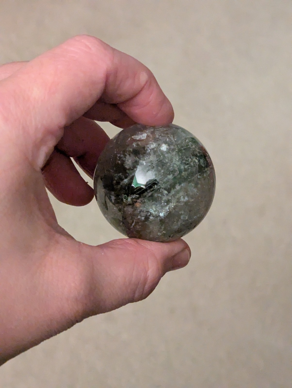 Lot of 3 Moss Agate Crystal Spheres 1.75-2.0″ Polished Natural Stone 386 g Total