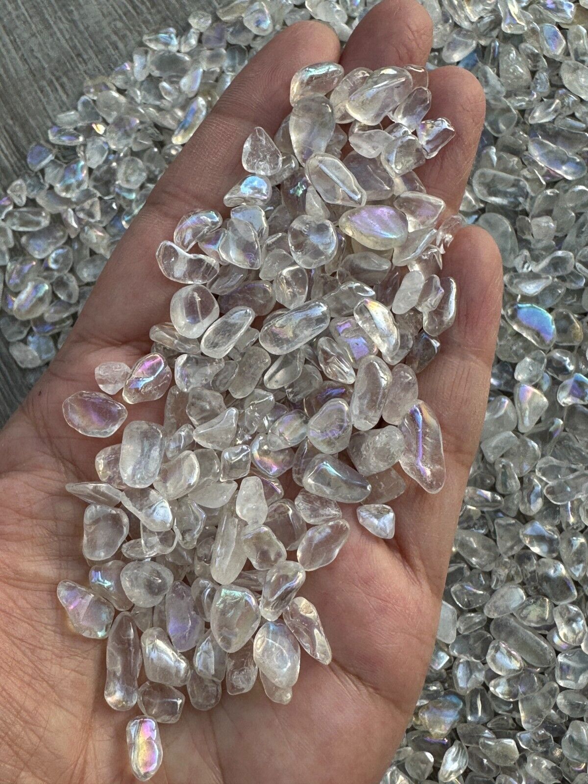 Grade A++ Angel Aura Crystal Semi Tumbled Gemstone Mini Chips 4 – 10 mm,Bulk Lot