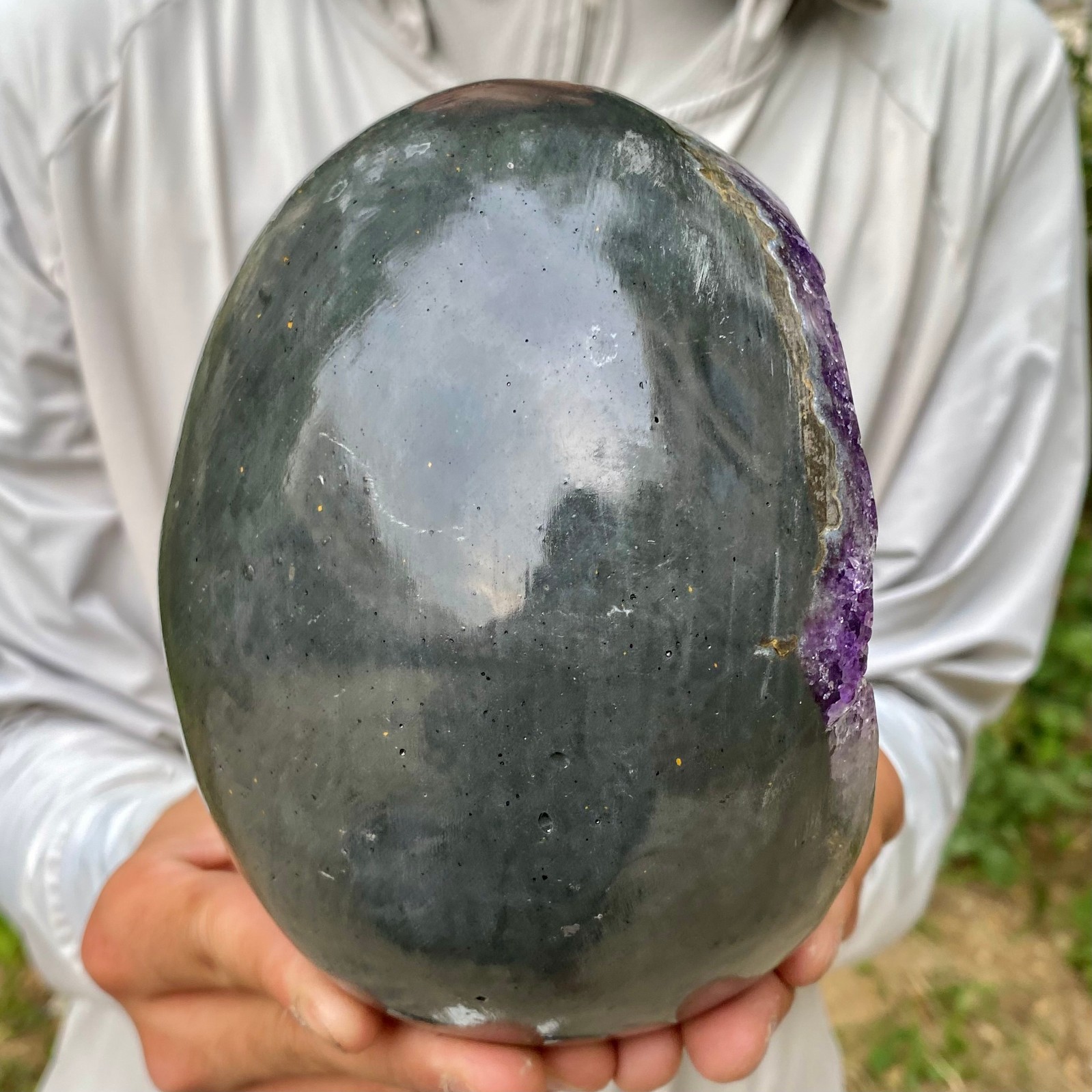 4.38LB Natural amethyst Dinosaur egg Quartz Crystal specimen healing