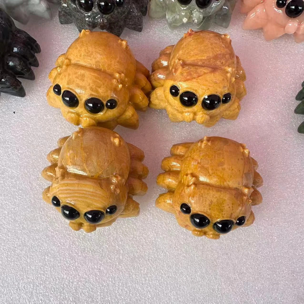 1pc Natural Yellow Jade Quartz Carved Spider Skull Crystal Healing Reiki Decor