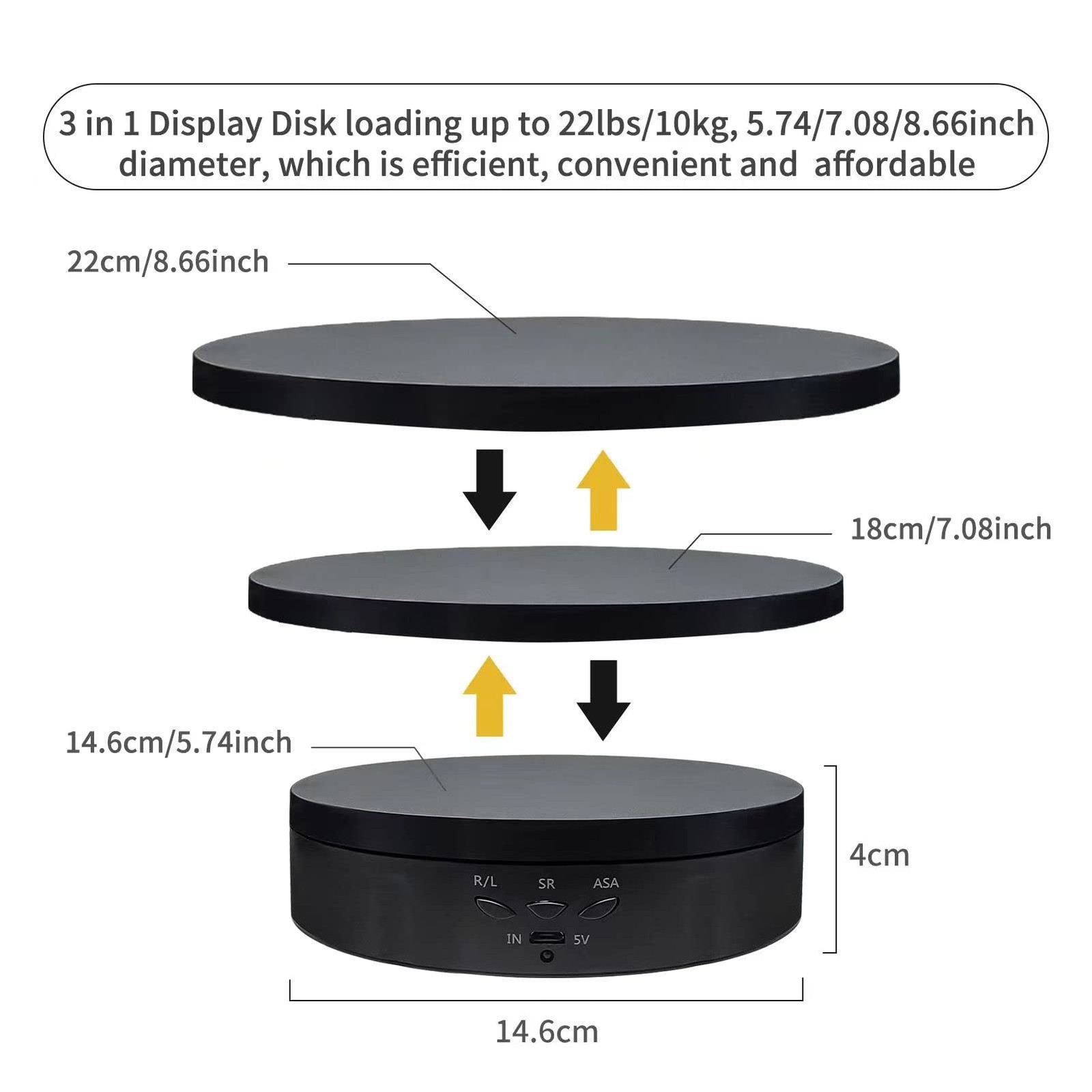 3 In 1 Motorized Rotating Display Stand 5.74/7.08/8.66 Inch Replacement Cover 22