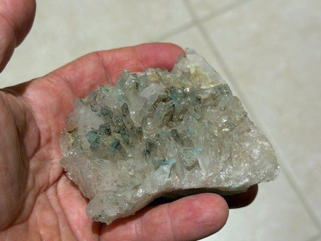 SEE VIDEO: RARE AJOITE INCLUDED QUARTZ CLUSTER, MESSINA MINE ,SOUTH AFRICA