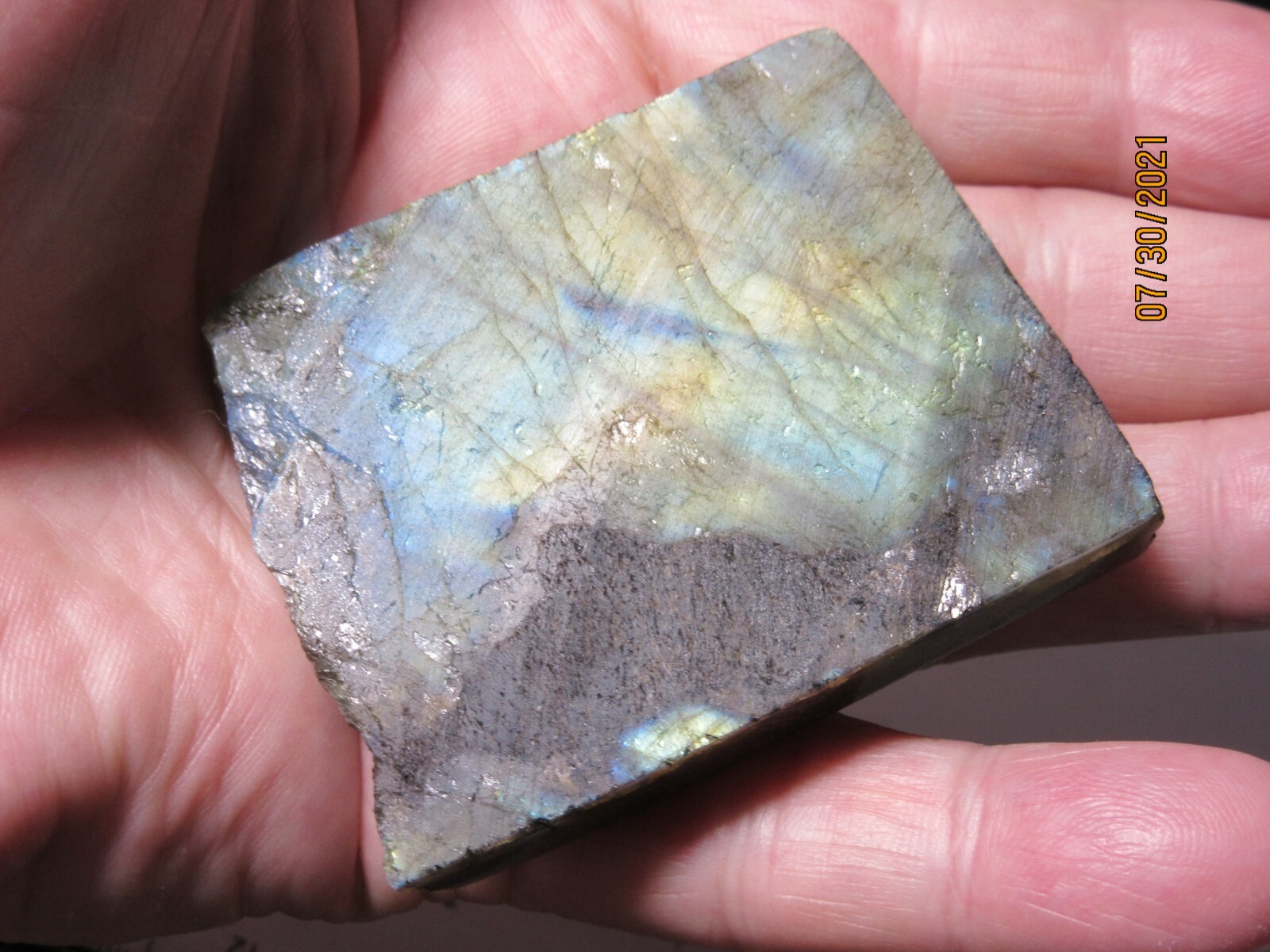 Labradorite Polished One Side/Natural the Other 2 5/16″ Collectible LS-1-8