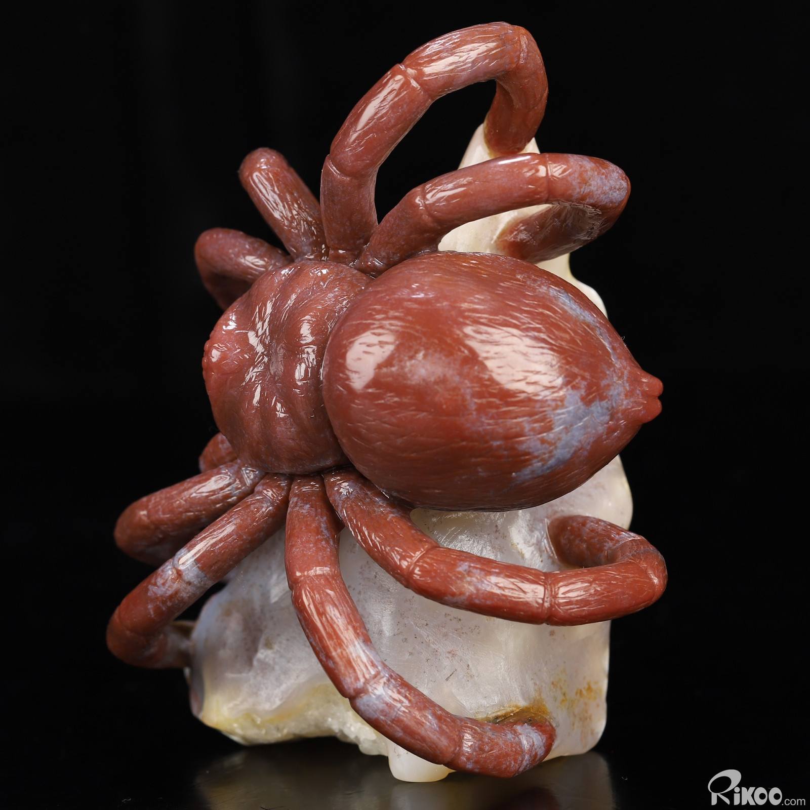 4.1″ Indian Agate Hand Carved Crystal Spider Sculpture, Crystal Healing