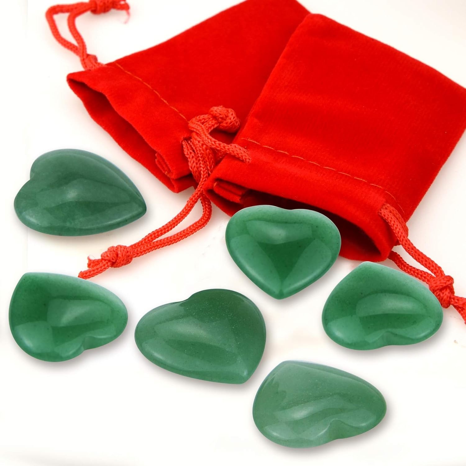 Cherished 0.8 Inch Aventurine Heart Stones – Chakra Balancing & Stress Relief
