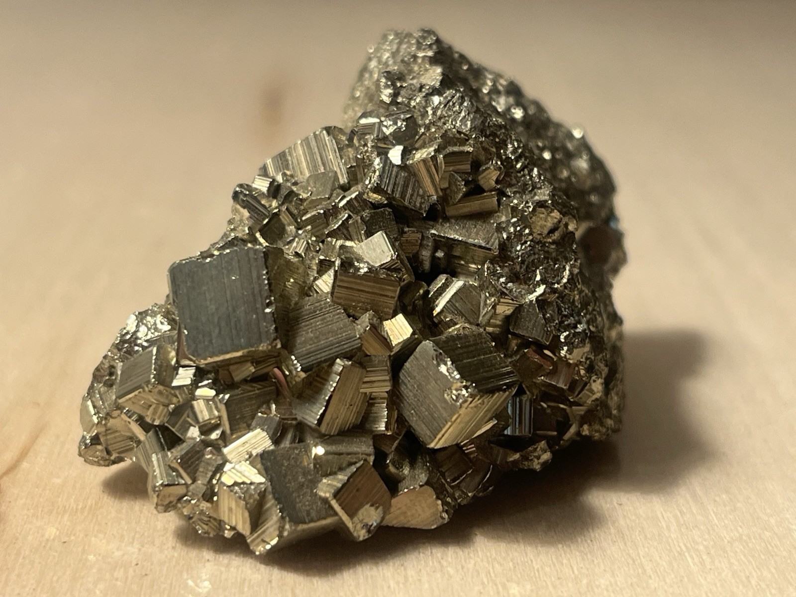 Beautiful Peruvian Pyrite Cluster, Fools Gold, Cube Crystals 3.7 Ounce