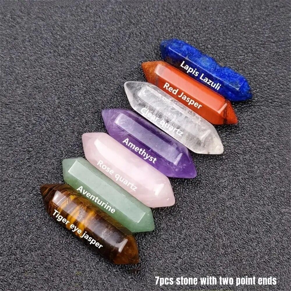 14pcs Pointed Quartz Crystal Chakra Healing Stones and Crystals Set Hexagon Rose
