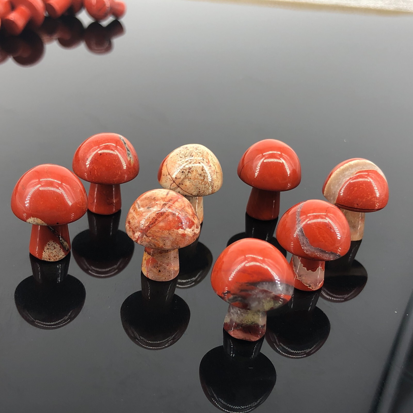 10pcs Natural Red Jasper Mushroom Skull Quartz Crystal Pendant Healing Mineral