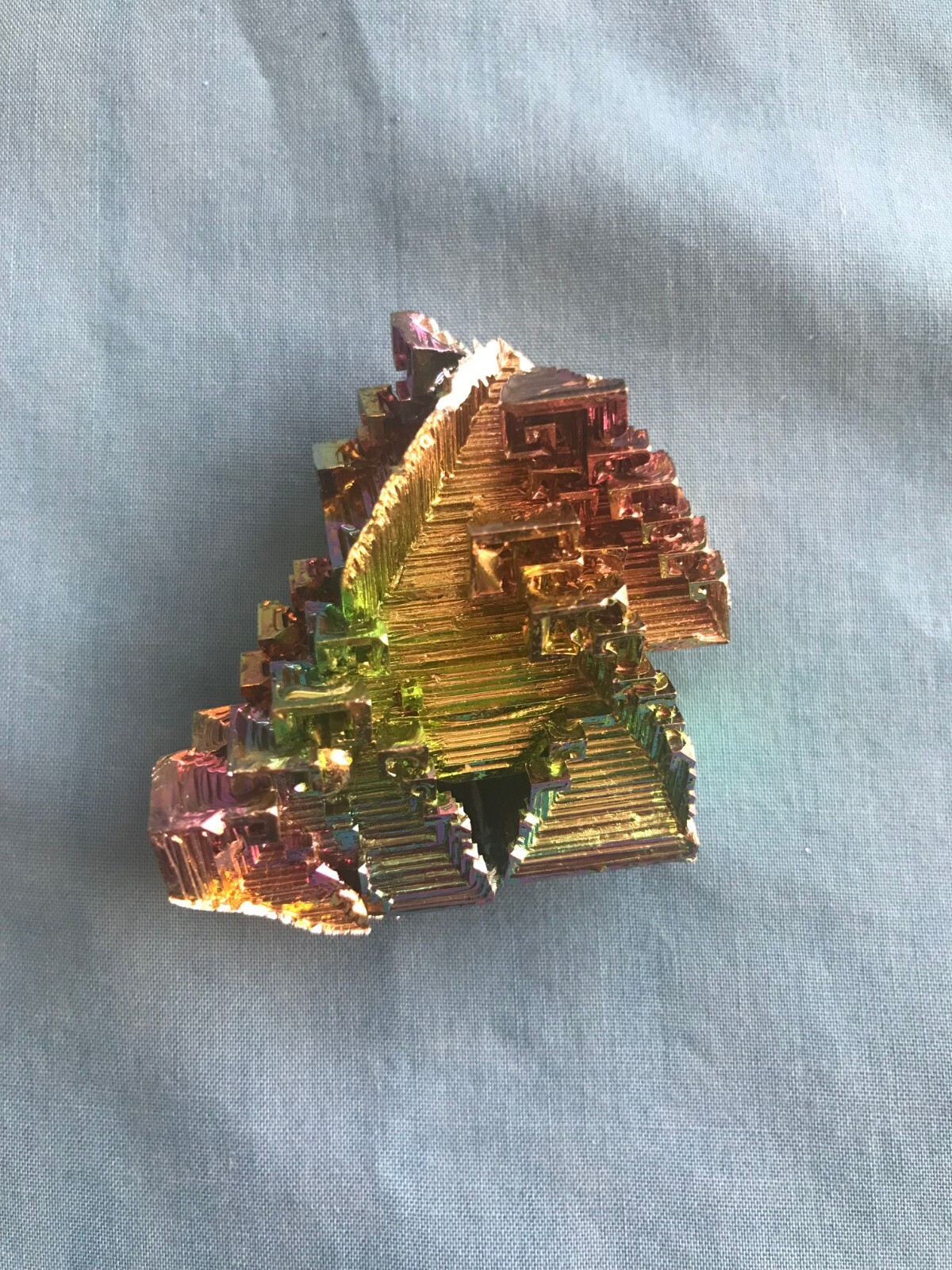 Pretty 2.4 Ounce Large 2” x 1-5/8” x 1” Piece of Rainbow Bismuth Crystals