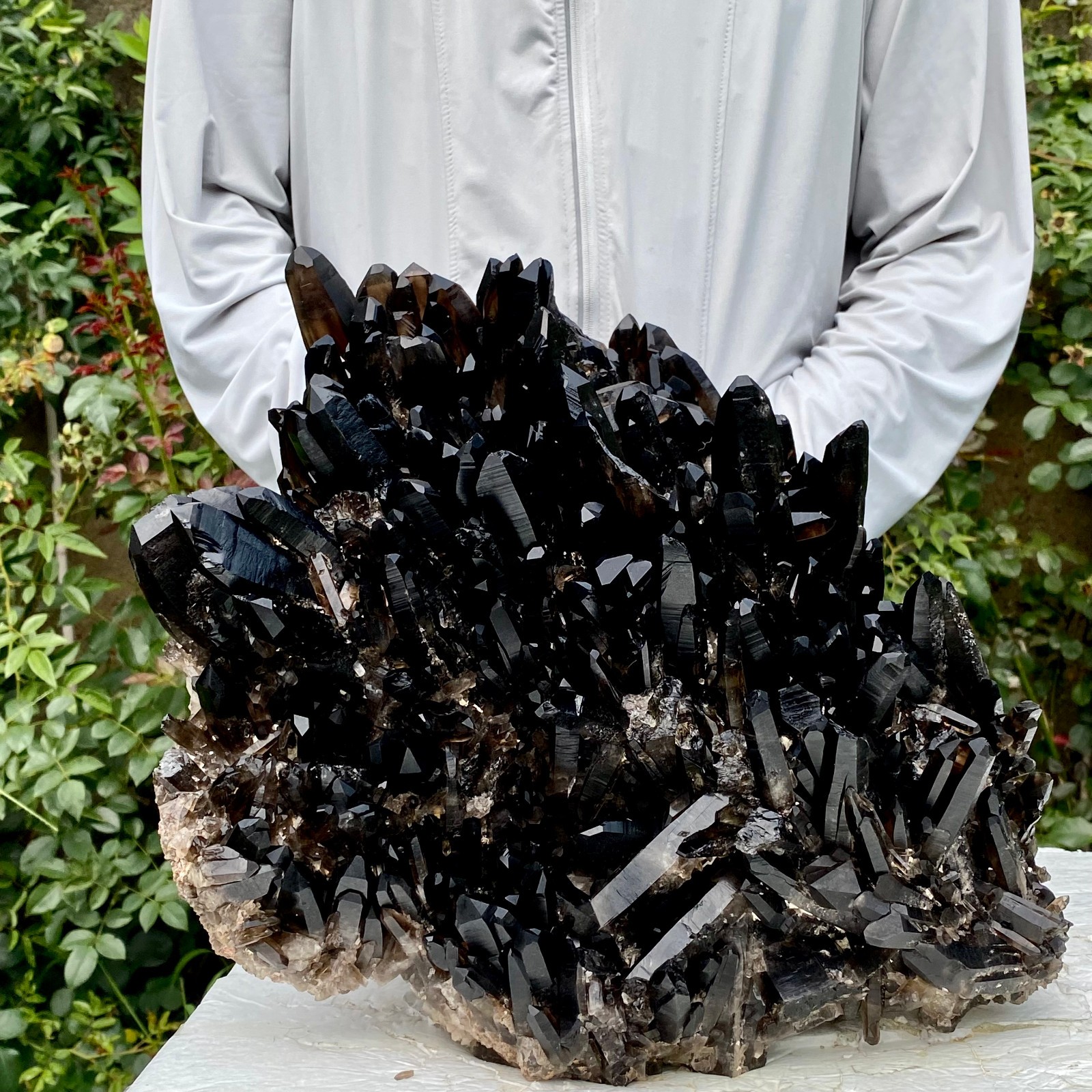 36.5LB New Find black PhantomQuartz Crystal Cluster Mineral Specimen