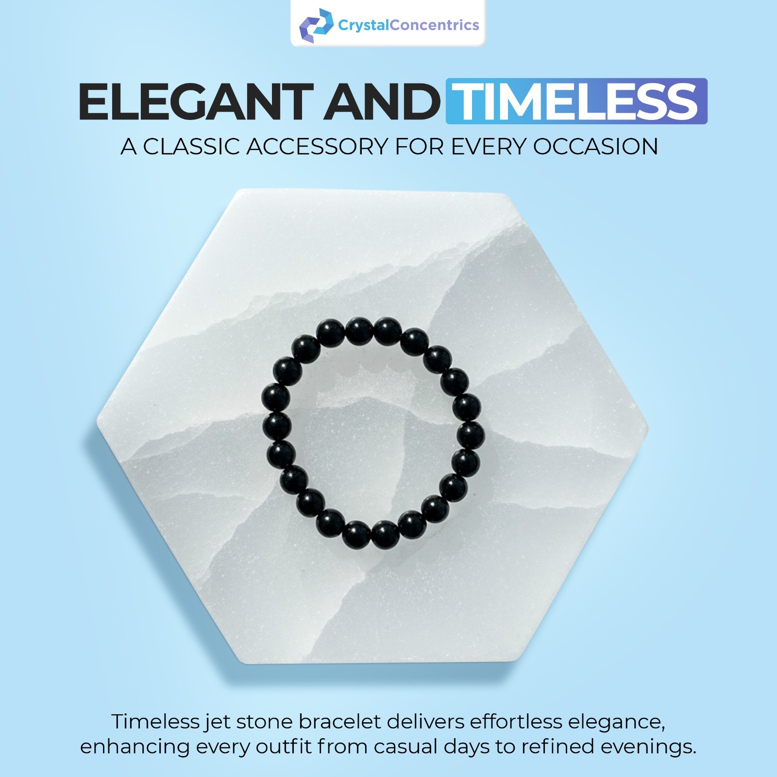 Jet Stone Bracelet for Men and Women, Natural Jet Beads 6mm