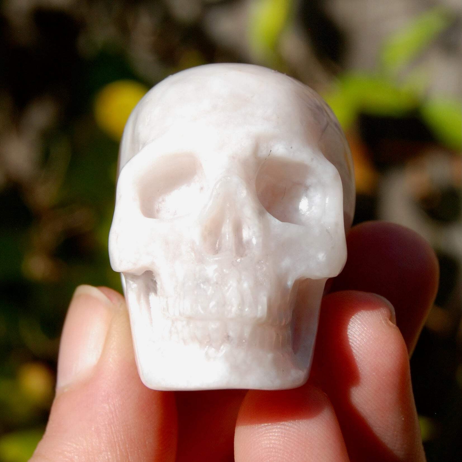 2in Sakura Flower Agate Carved Crystal Skull