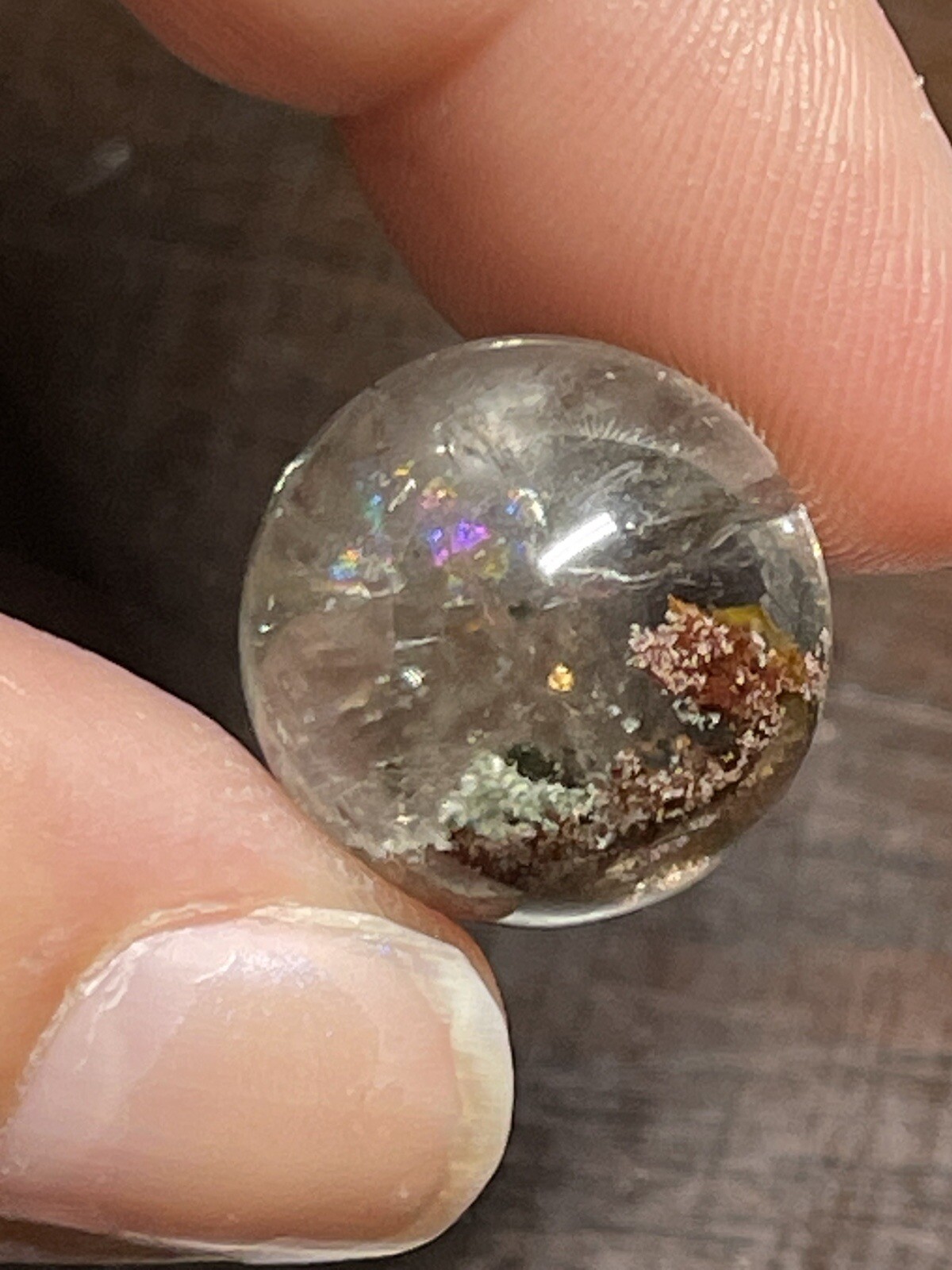 Garden Scenic Quartz with Rainbows Mini Sphere Ball Orb Marble 16.5mm 5g