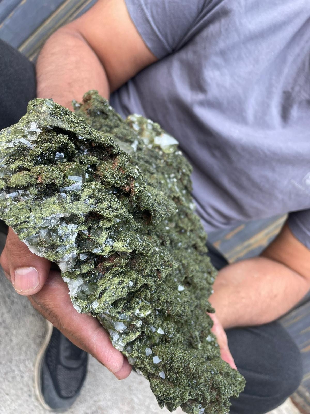 Large Natural Green Mineral Specimen – Believed to be Epidote – Raw Crystal Clus