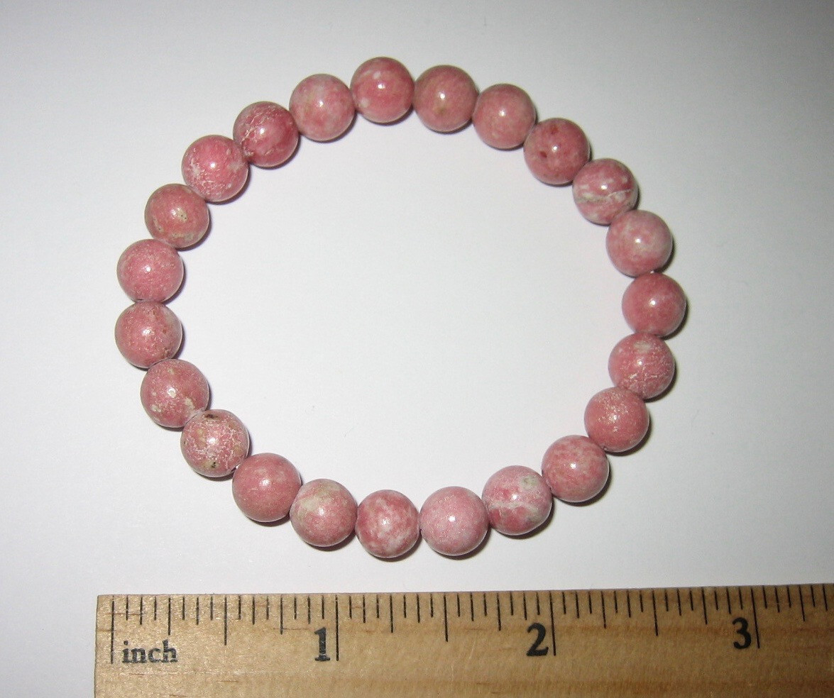 7″ POLISHED 8mm ROUND THULITE STONE MINERAL STRETCH BRACELET NORWAY 19.2grams *2