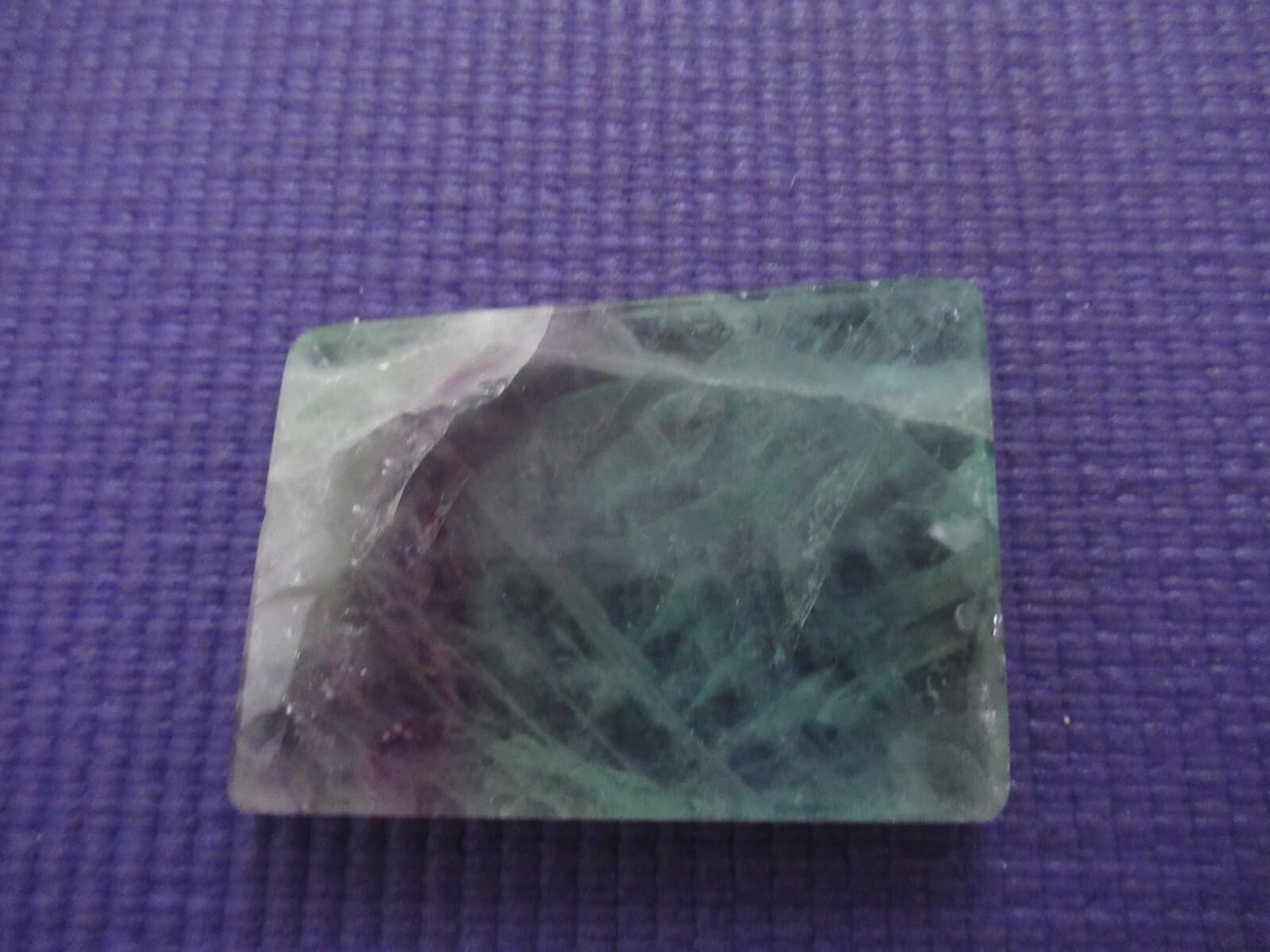 4 Ounce Cut and Polished Fluorite with Purple Swirl 2 3/4″ W x 2″ L x 3/8″ thick