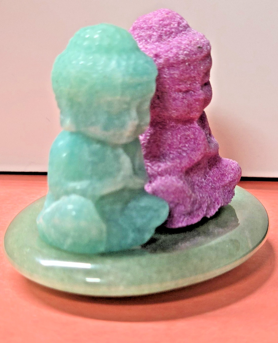 3 Pc Crystal Buddha Carving Set 1.5″ UV Reactive HoneyComb Ruby Green Aventurine