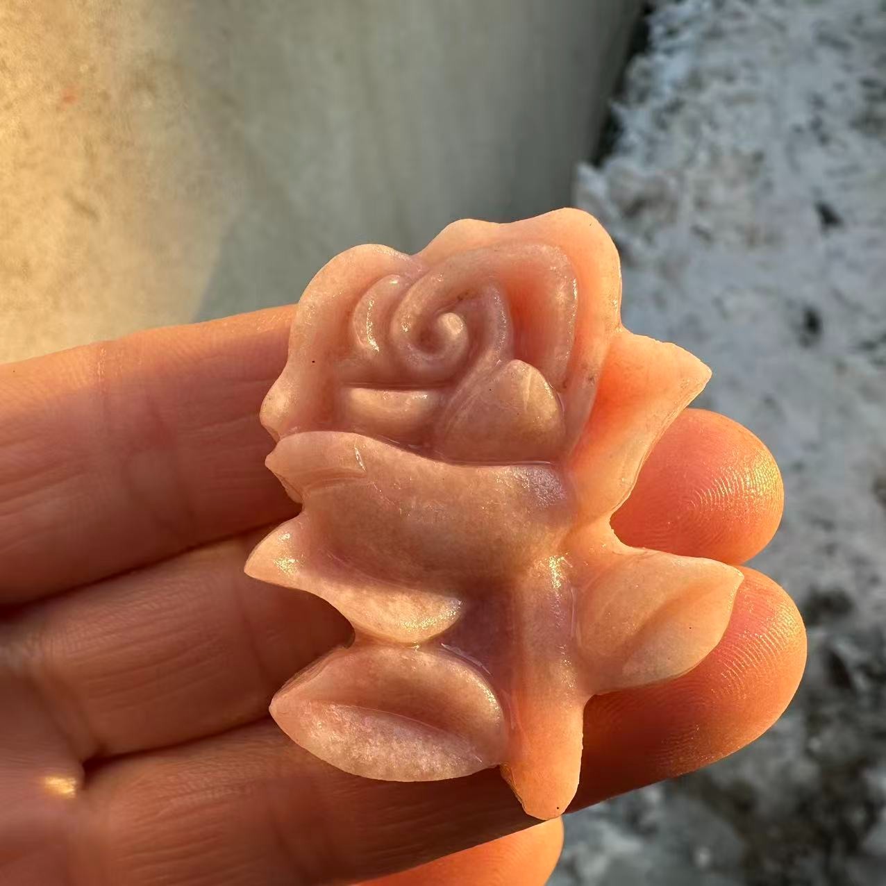 1pc Natural Pink opal Quartz hand-Carved flower skull Crystal Reiki healing gift