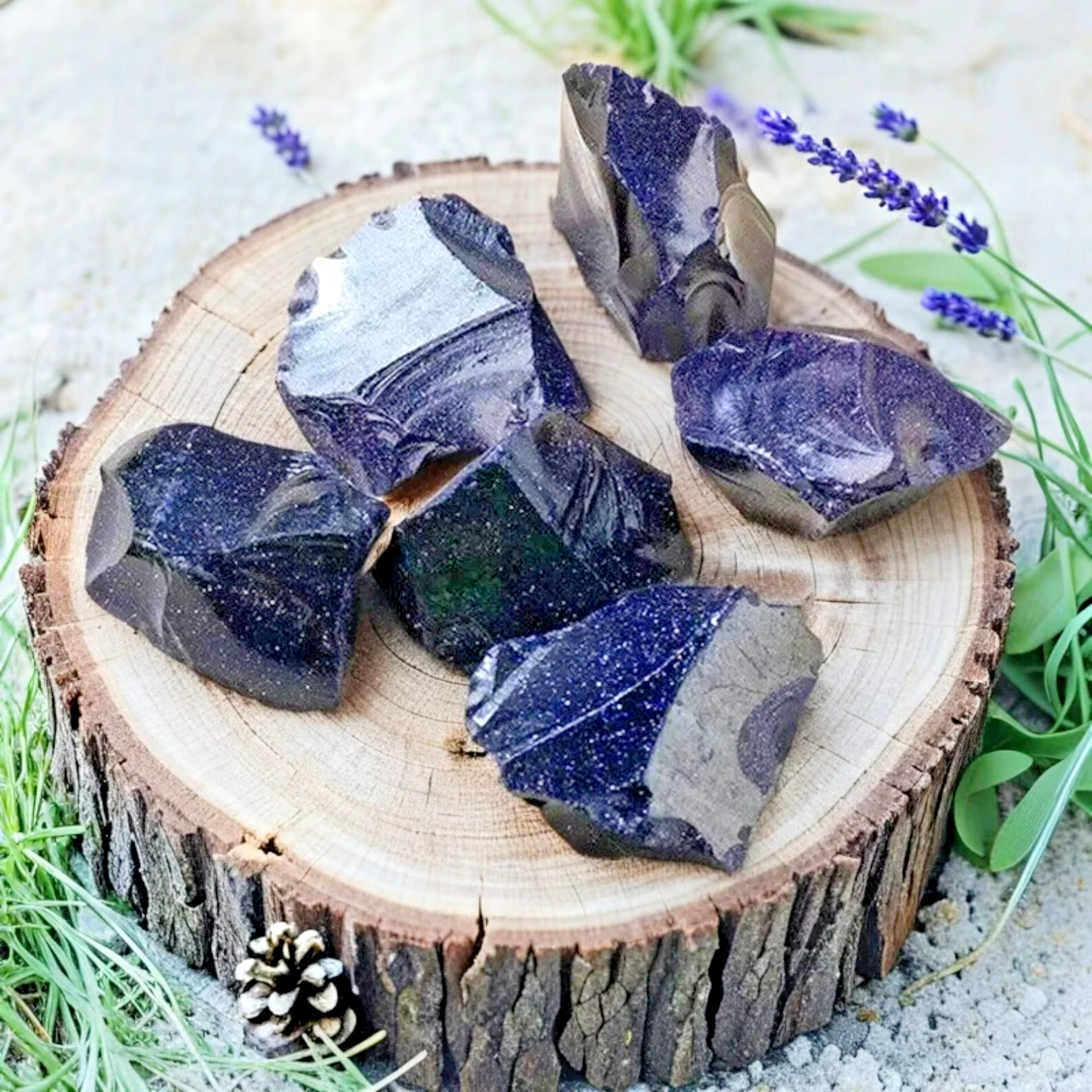 3PCS Raw Blue Goldstone Rough Crystal Chunks Mineral Rocks Specimens Gifts DIY