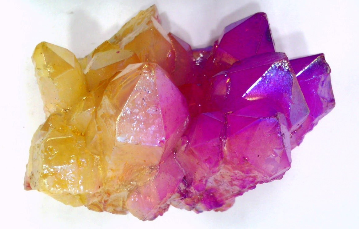 ✅ Color Flame~Pink & Yellow~Aura~Electroplate~Quartz Crystal Cluster~205 grams