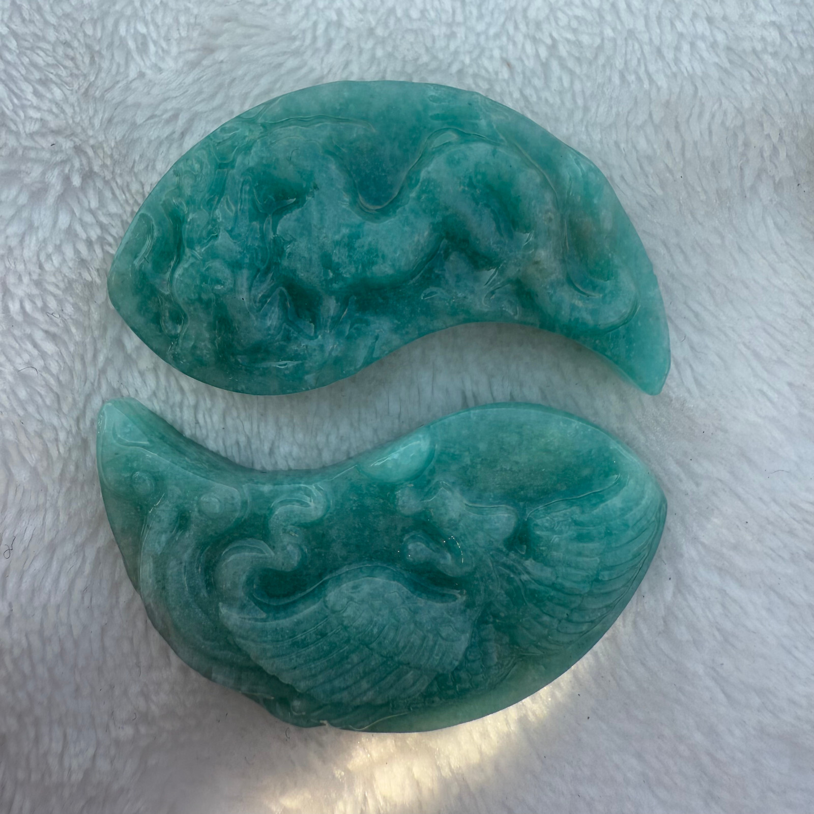 natural Amazonite A pair Dragon and phoenix quartz crystal heal Gift
