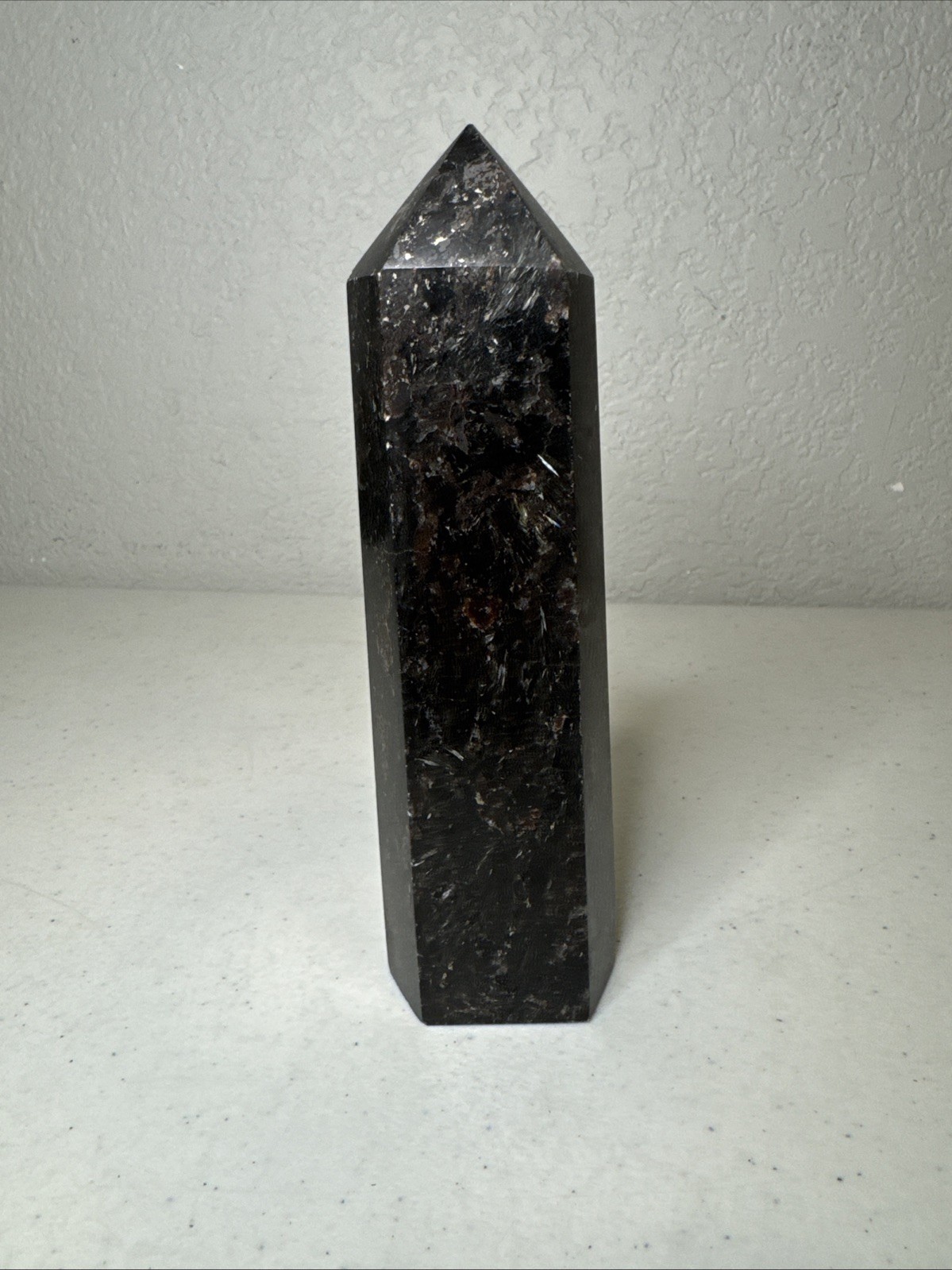 Stunning 7”/604g Garnet Arfvedsonite Astroplyllite Crystal Tower Energy Polished