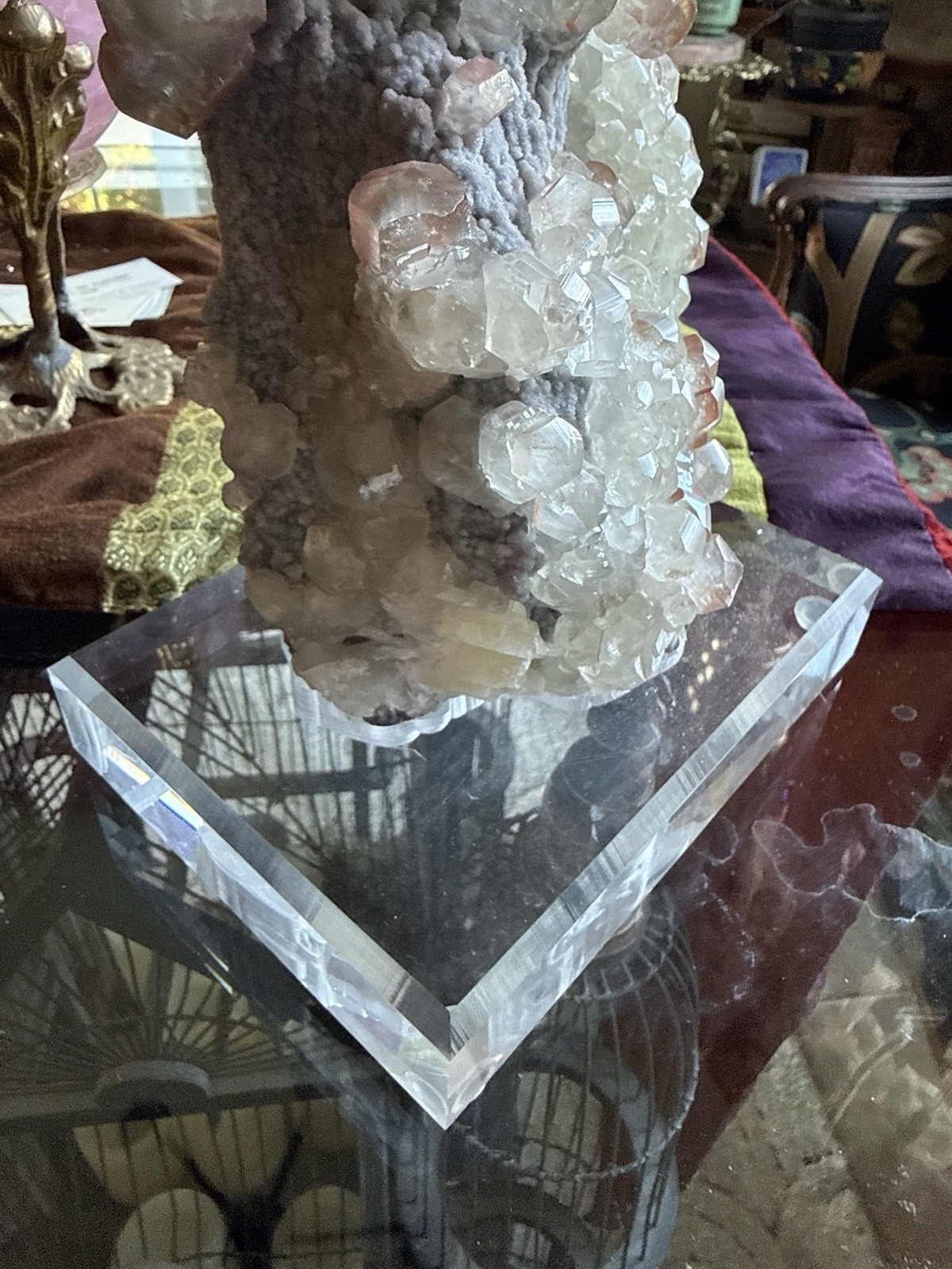 Stunning Collectors Red Benz Calcite Crystal Specimen w/Acrylic Stand 4.8lb