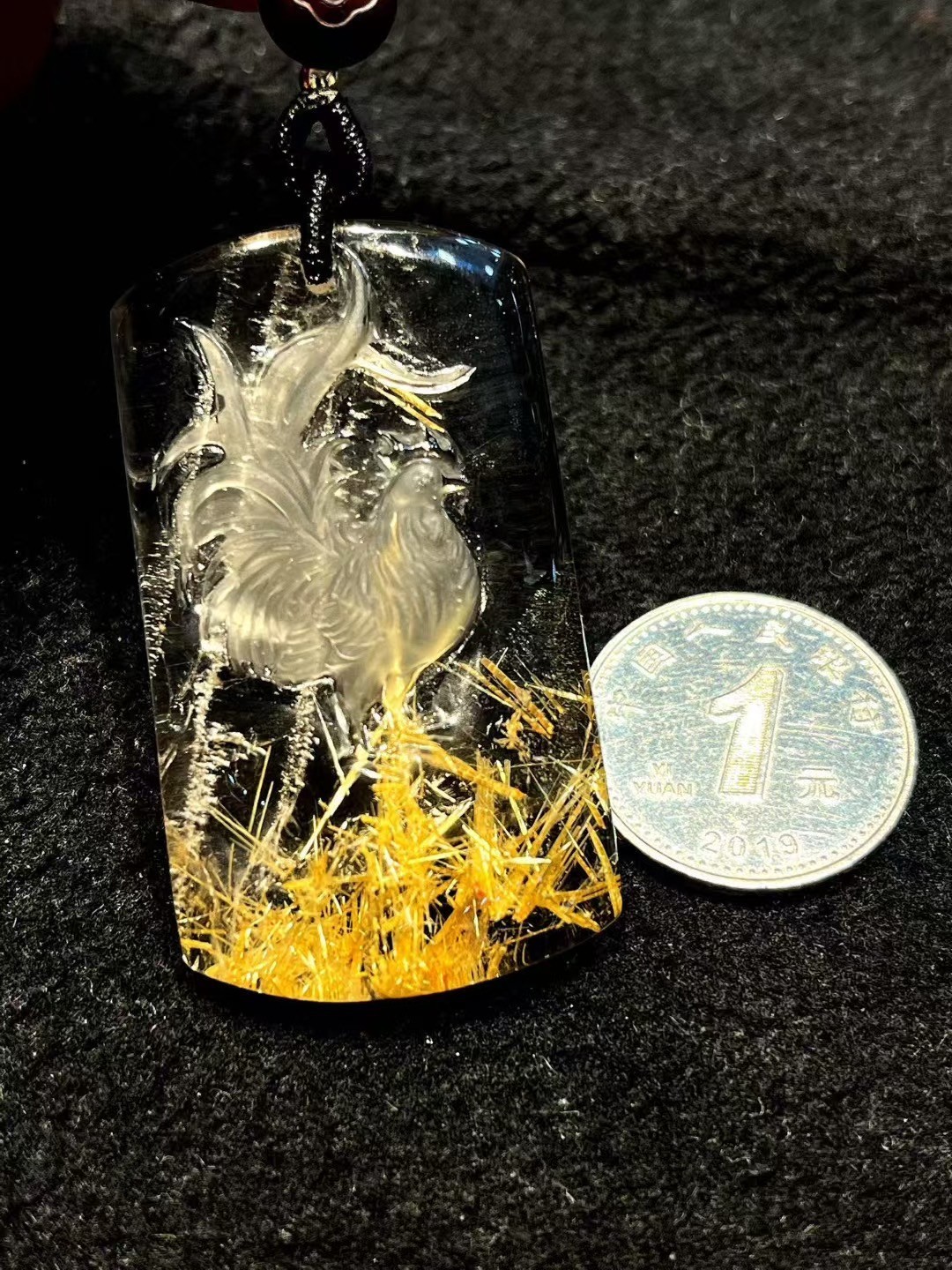 47*27*8mm A++ Natural Gold Rutilated Quartz Titanium Crystal Pendant 1pc