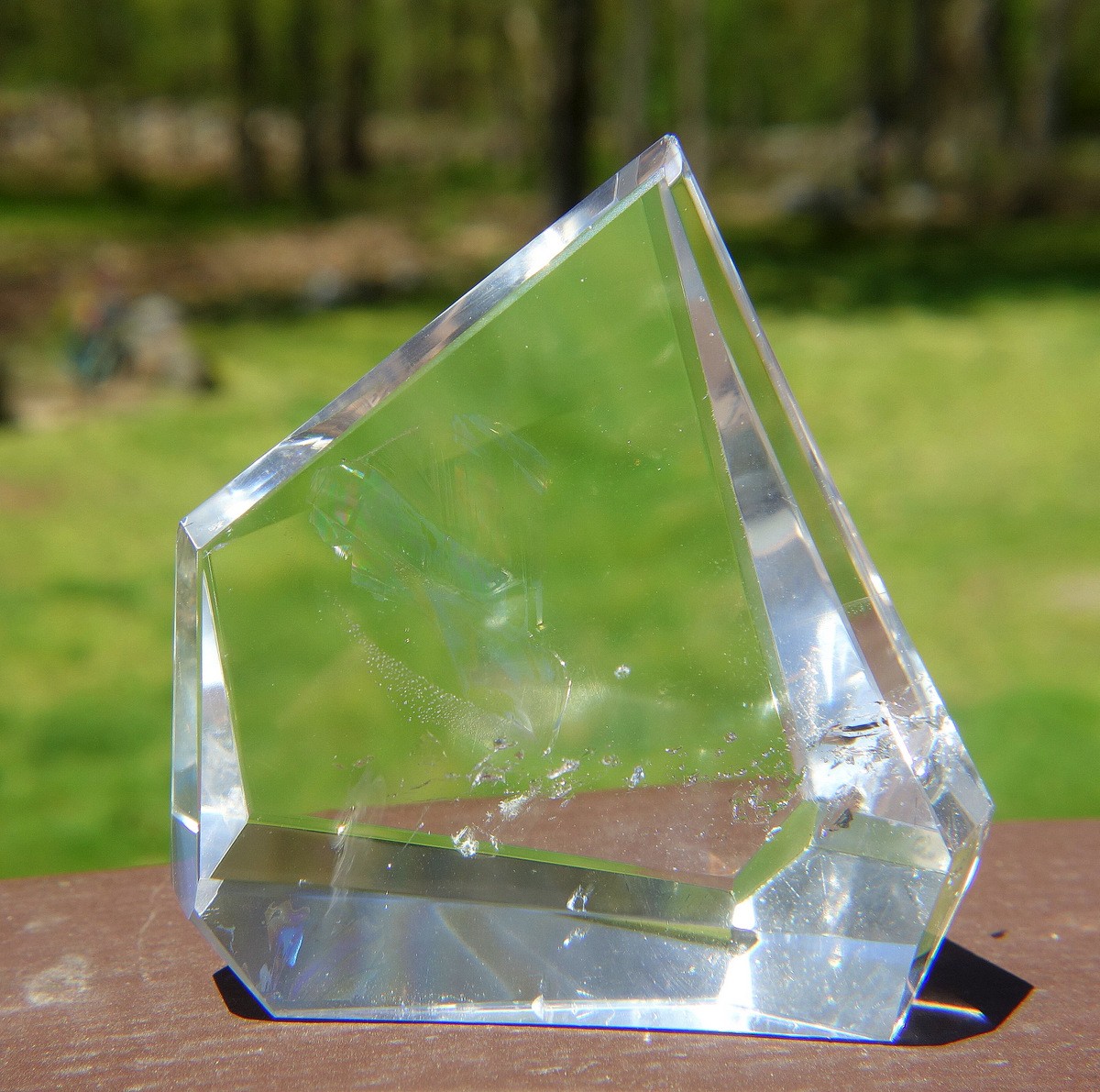 Polished Lemurian Quartz Free Form Crystal Water Clear