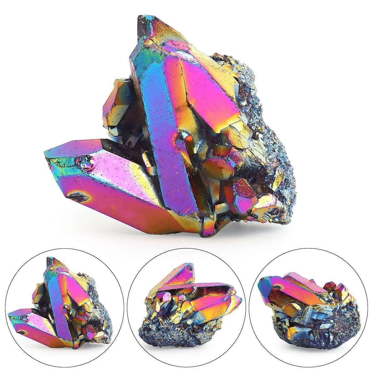 15-100g Natural Quartz Crystal Rainbow Titanium Cluster Mineral Specimen Stone